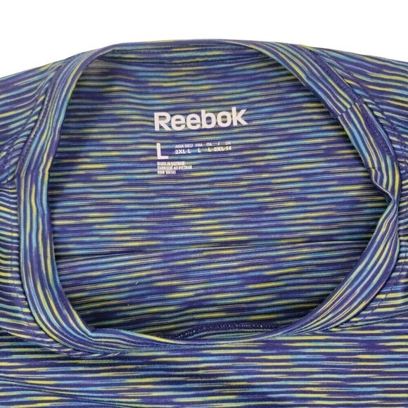 Reebok Women’s Speedwick Performance Blue Space Dye Workout Top – Size Large - Picture 3 of 14